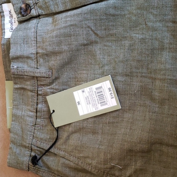 Goodfellow & Co Green Textured 100% Cotton 9 inch Inseam Flat Front Shorts 36W - Picture 5 of 9